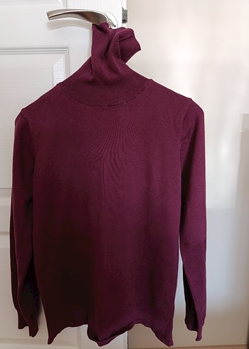 Bordo Kadın Boğazlı Triko Kazak - Görsel 2