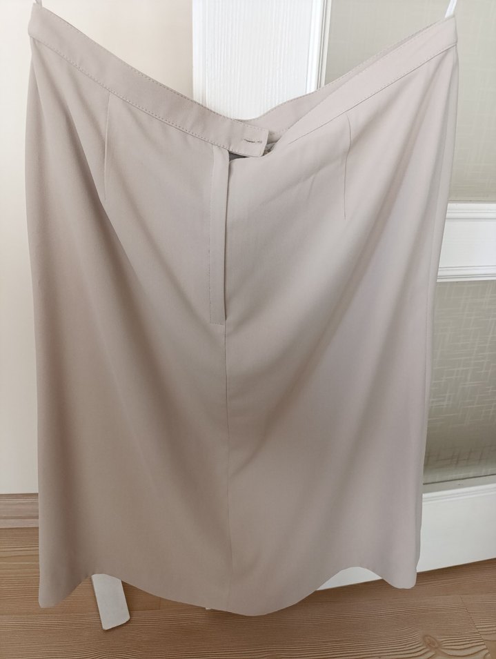 Bej Midi Drapeli Kadın Etek - Görsel 3