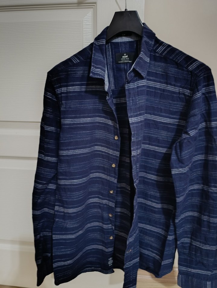 Lacivert Denim Uzun Kollu Erkek Gömlek - Görsel 3