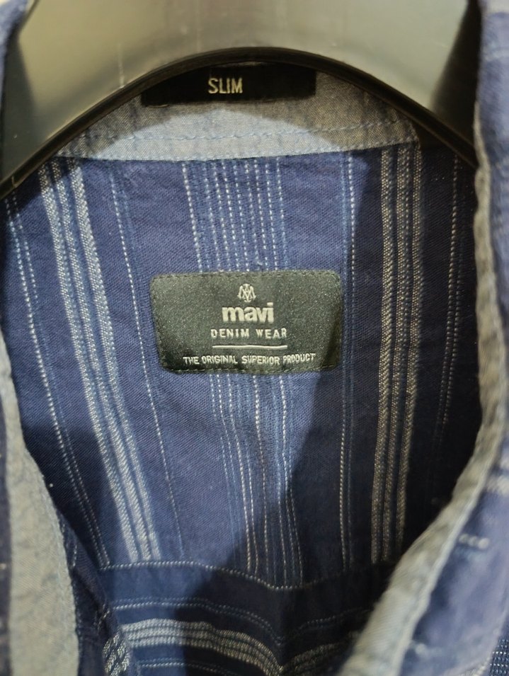 Lacivert Denim Uzun Kollu Erkek Gömlek - Görsel 4