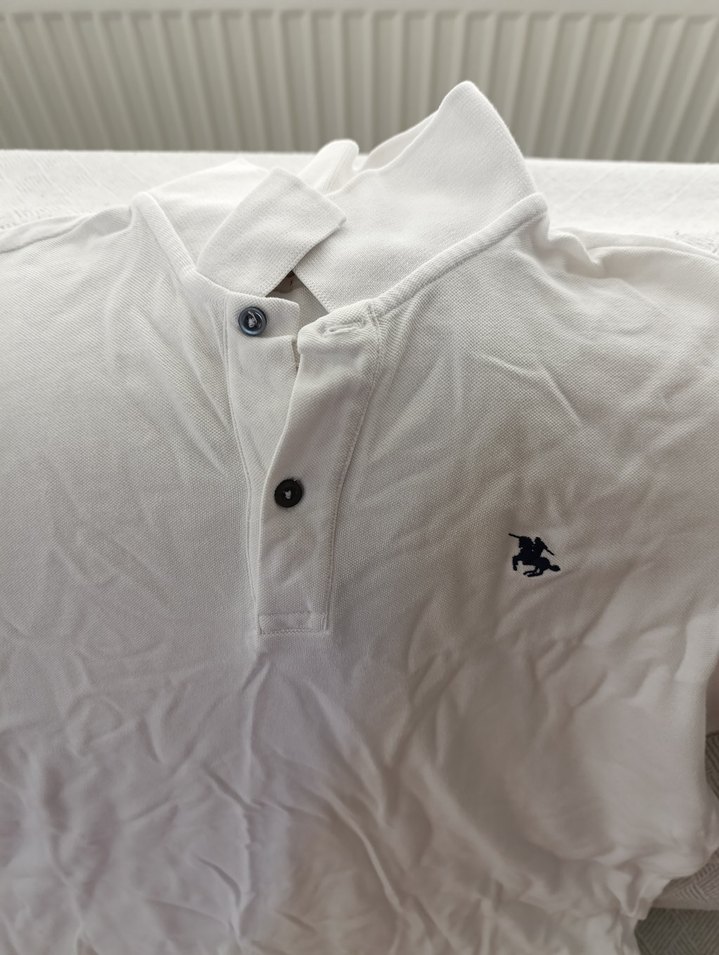 Düğmeli Beyaz Erkek Polo Tişört - Görsel 2