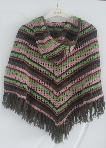 LC Waikiki Çok Renkli Örgü Kız Çozuk Panço 13-14 yaş - Görsel 2