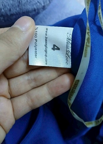 Abiye Mavi V Yaka Drapeli Uzun Abiye Elbise