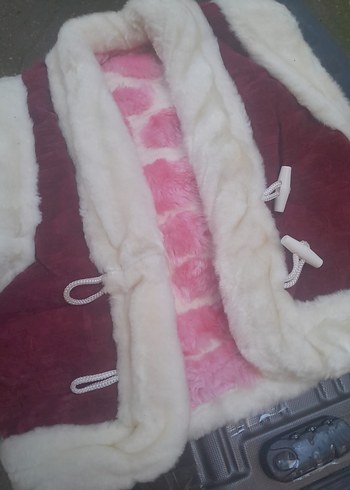 Bordo Parlak Kadife kürk - Görsel 3