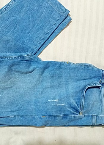 Mavi Düğmeli Kadın Denim Pantolon