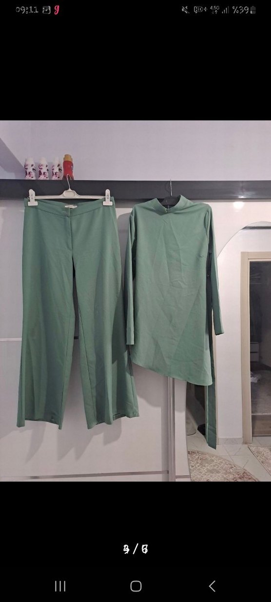 Kadın Uzun Kollu Yeşil Minimalist Takım - Görsel 2