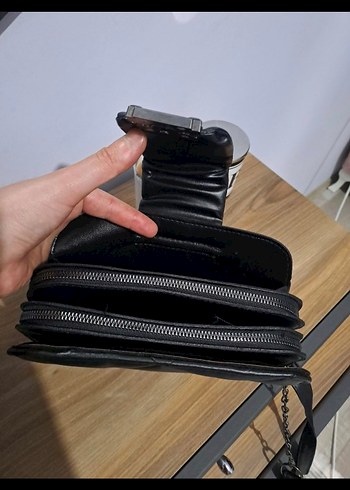 Siyah Deri Kadın Omuz Çantası - Görsel 3