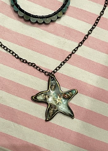 Zincir Detaylı Yıldız Kolye - Altın Renk - Görsel 2