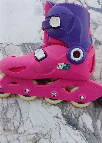 Beden Pembe Baskılı Kemerli Kız Patenleri