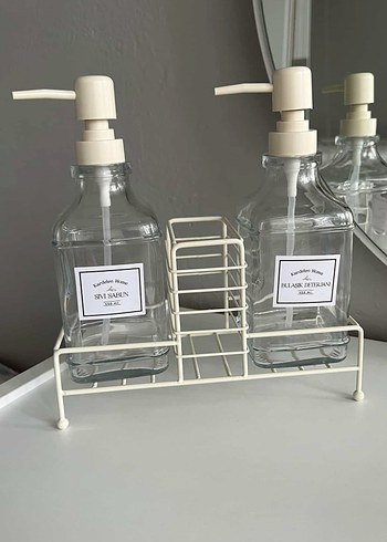 Beyaz 2'li Metal Standlı Sıvı Sabunluk - Görsel 2