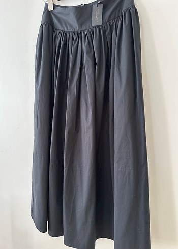 36 Beden siyah Renk Beymen Collection Siyah Midi Poplin Etek