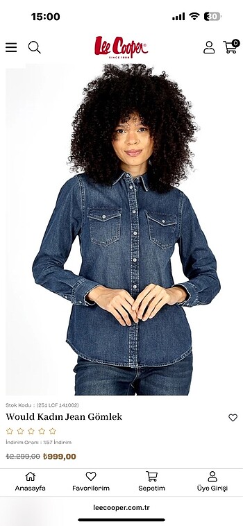 m Beden mavi Renk Lee Cooper Denim Gömlek
