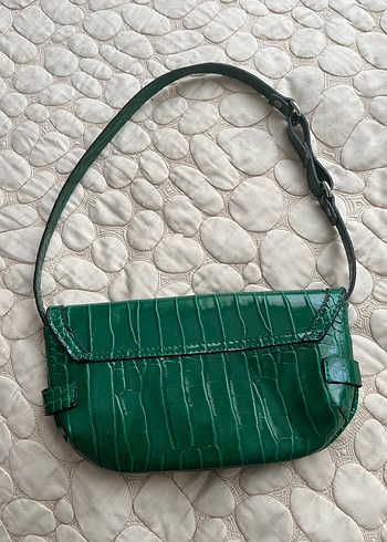 Yeşil Krokodil Desenli Deri Kadın Çanta - Görsel 2