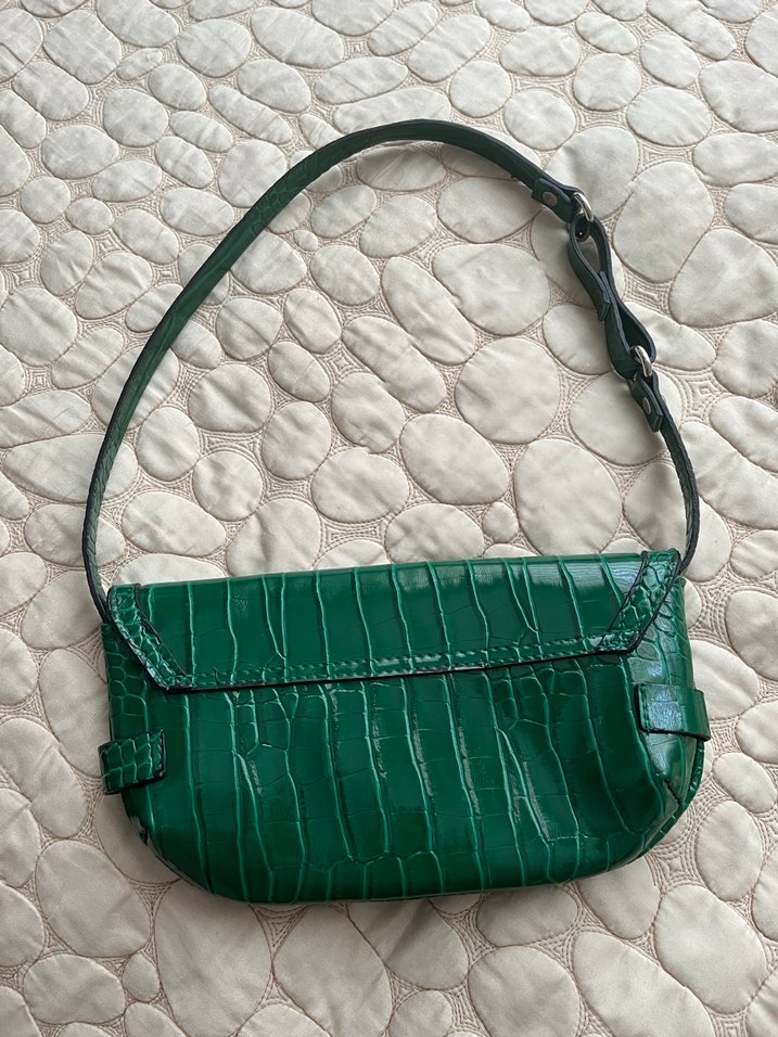 Yeşil Krokodil Desenli Deri Kadın Çanta - Görsel 2