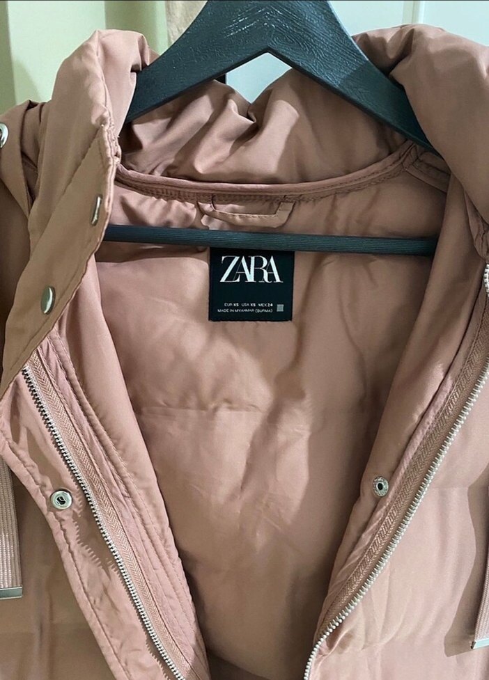 Zara Pembe Kapüşonlu Fermuarlı Kadın Yelek - Görsel 2