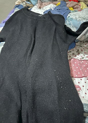 Siyah Uzun Kollu yün Kazak - Görsel 5