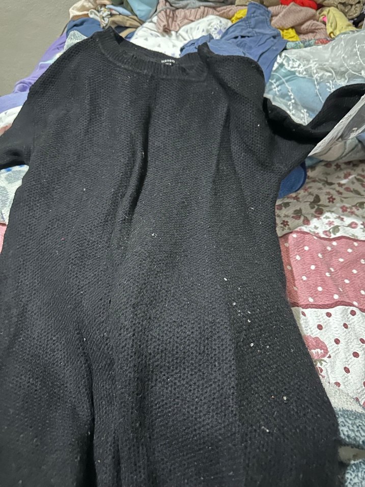 Siyah Uzun Kollu yün Kazak - Görsel 5