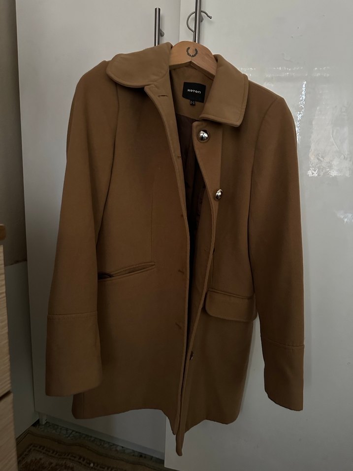 Düğmeli Camel Kaban - Görsel 2