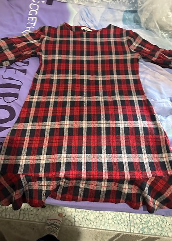 Kırmızı Ekose Uzun Kollu Salaş elbise mini boy - Görsel 7