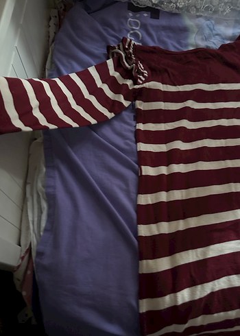 Bordo Çizgili Midi Tunik - Görsel 2