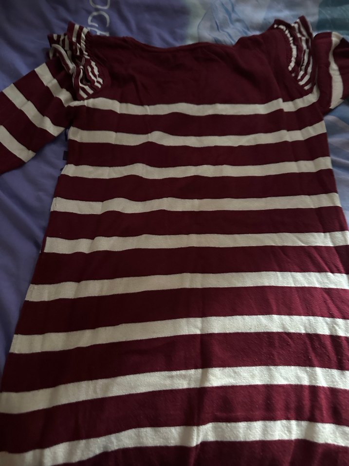 Bordo Çizgili Midi Tunik - Görsel 3