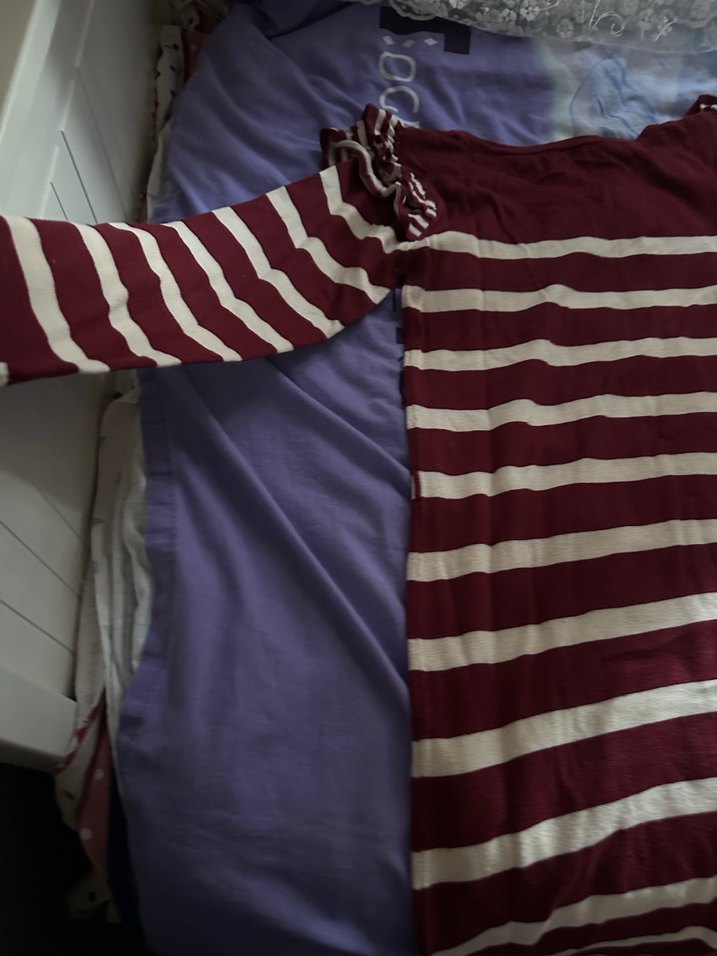 Bordo Çizgili Midi Tunik - Görsel 2