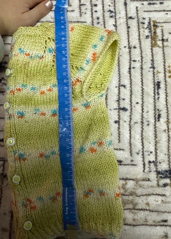 Kız Çocuk Yeşil V Yaka Örgü Yelek - Görsel 6