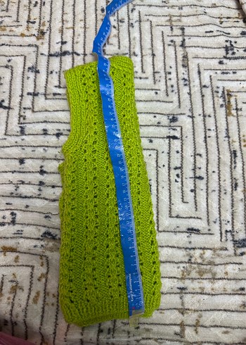 Kız Çocuk Yeşil V Yaka Örgü Yelek - Görsel 3