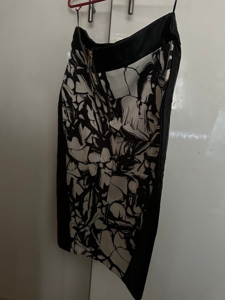 Drapeli Siyah Desenli Midi Kalem Etek - Görsel 2