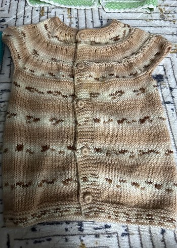 Kız Çocuk Örgü Bohem Kolsuz Hırka - Görsel 7