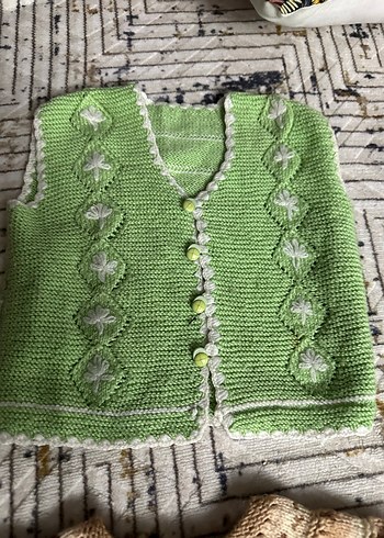 Kız Çocuk Örgü Bohem Kolsuz Hırka - Görsel 10