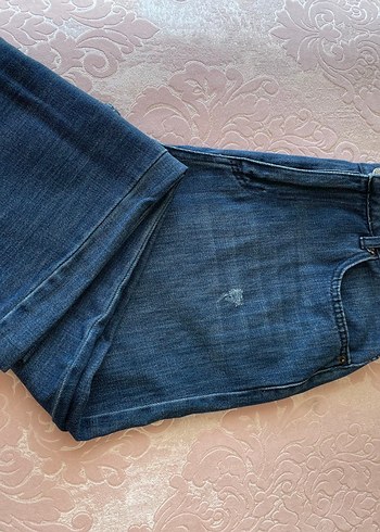 Diğer Düğmeli Mavi Midi Denim Kadın Jean
