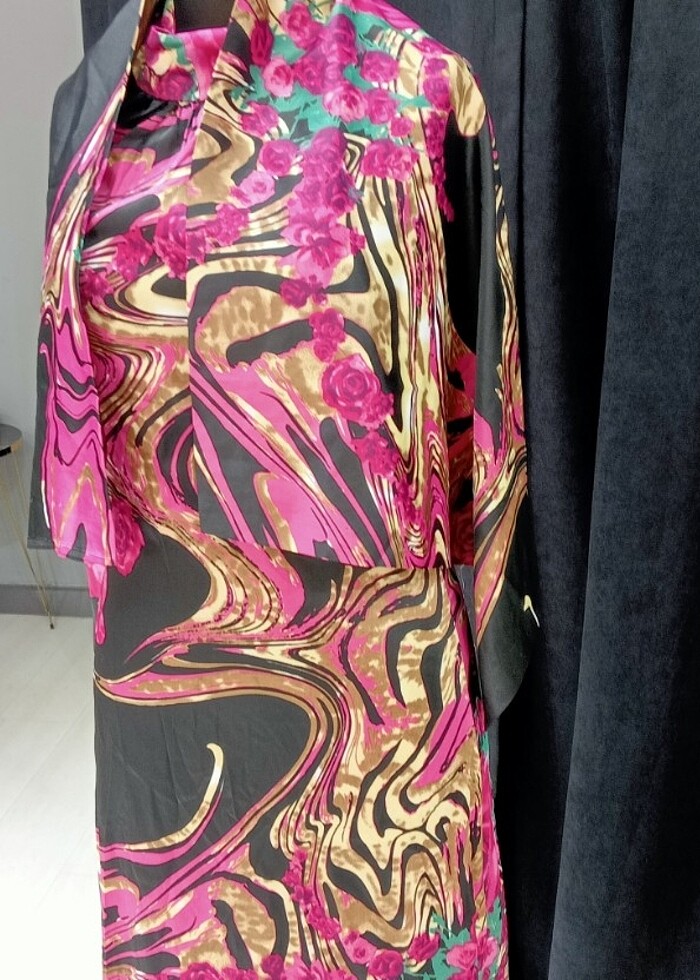 Saten likralı kumaş özel dikim abiye - Görsel 5