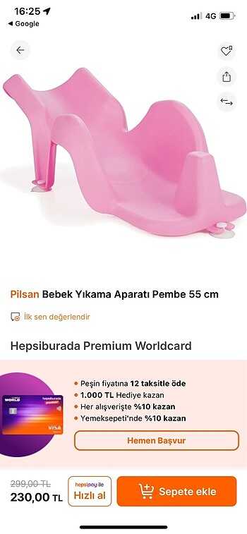 Beden Bebek yıkama aparatı