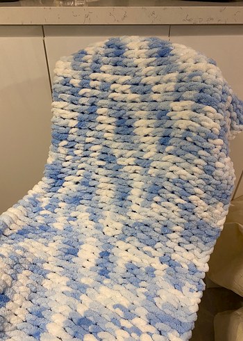 Mavi Pastel Batik Örgü Çocuk Battaniyesi - Görsel 2