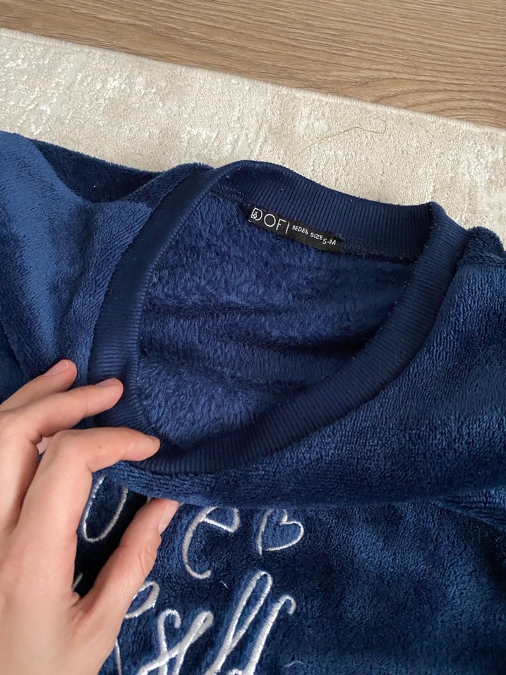 Lacivert Baskılı Kadın Pijama Takımı Midi Boy - Görsel 2