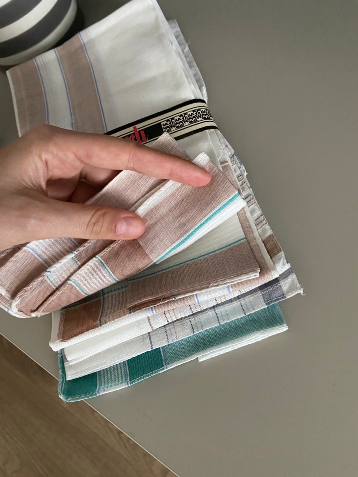 Bej Gri Nakışlı Klasik Mendil 8 adet - Görsel 2