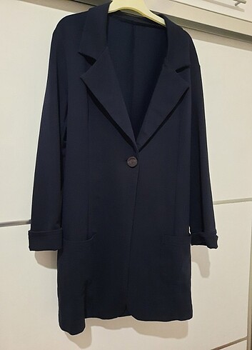 Uzun tek düğme blazer ceket