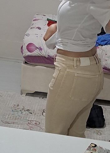 38 Beden Mango krem kot pantolon