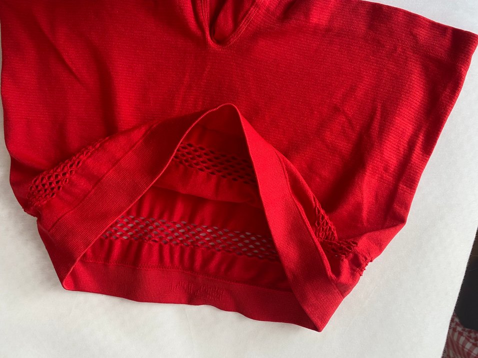 Kırmızı Elastik Rahat  dikişsiz Şort kilot - Görsel 2