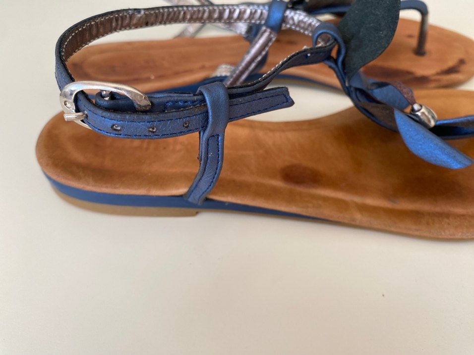 Mavi deri Tokalı Kadın Sandalet - Görsel 2