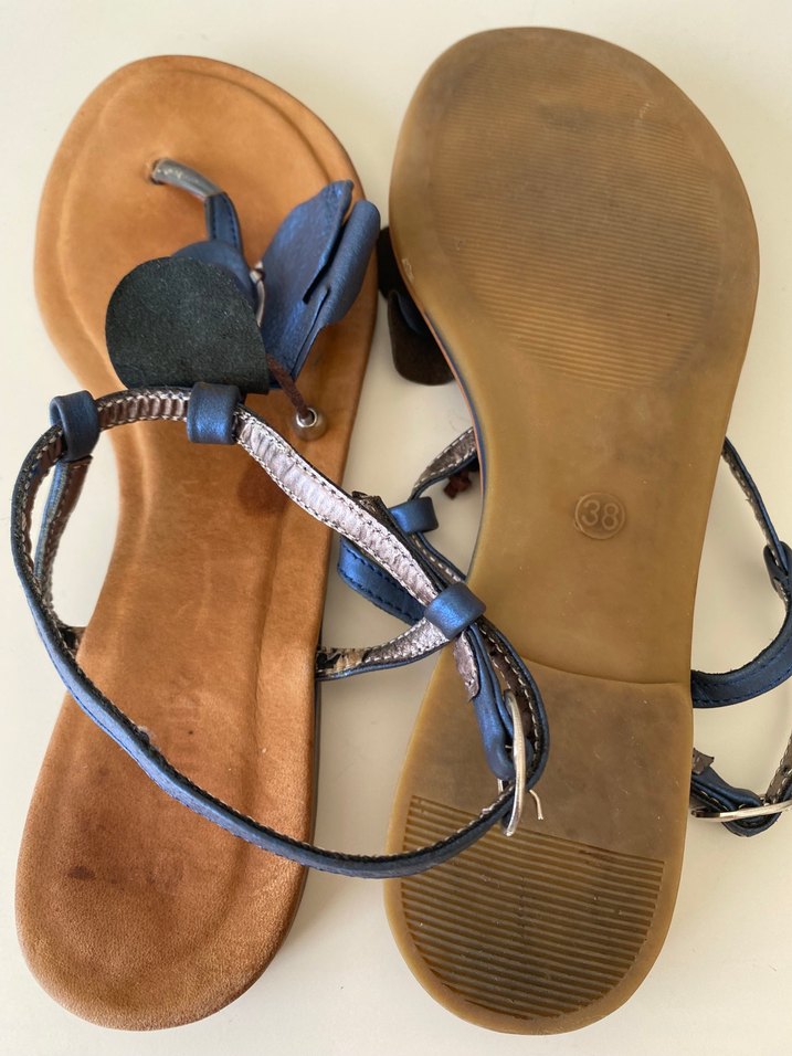 Mavi deri Tokalı Kadın Sandalet - Görsel 3