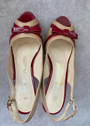 Kırmızı Parlak fiyonklu Yüksek Topuklu Kadın Ayakkabı - Görsel 3