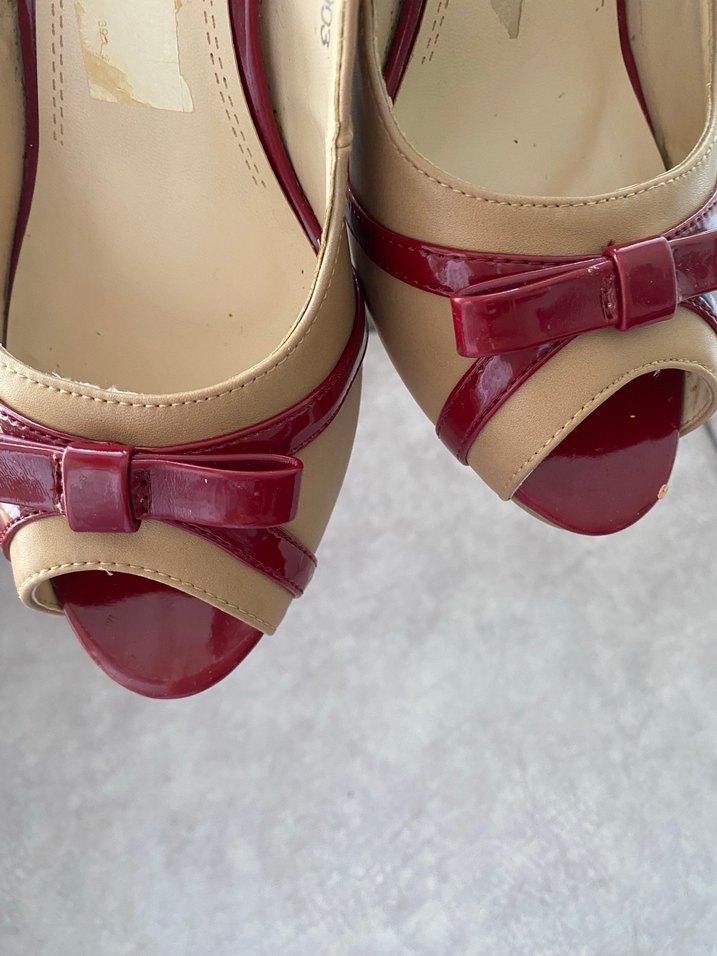 Kırmızı Parlak fiyonklu Yüksek Topuklu Kadın Ayakkabı - Görsel 5