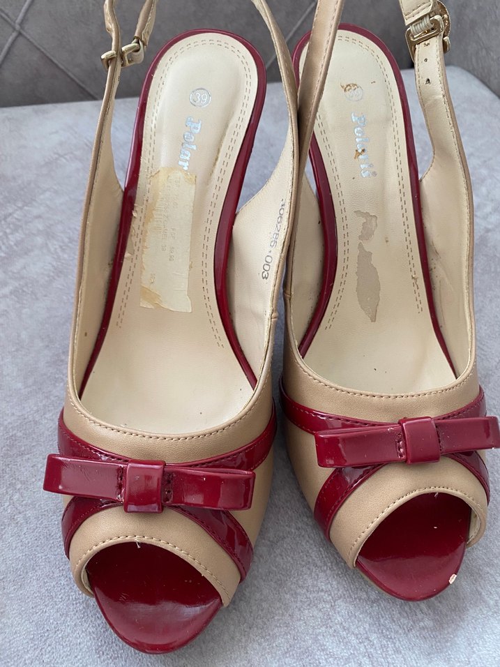 Kırmızı Parlak fiyonklu Yüksek Topuklu Kadın Ayakkabı - Görsel 2