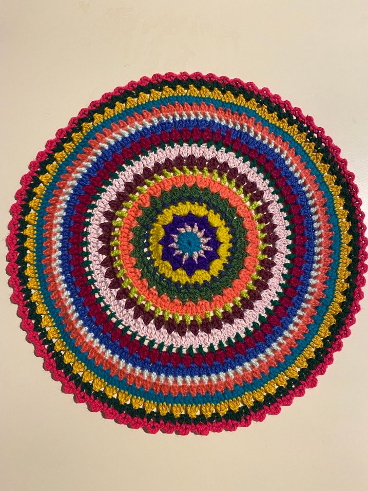 Renkli Bohem Örgü Yuvarlak Amerikan Servisler - Görsel 5