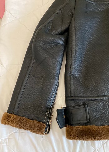 s Beden kahverengi Renk Kahverengi Kürklü Deri Kadın Biker Ceket