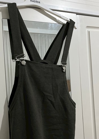 Kadın Siyah Askılı Midi Salopet - Görsel 2
