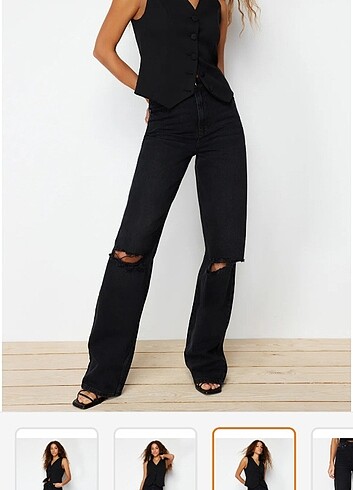 32 Beden siyah Renk Trendyolmilla Siyah Jean