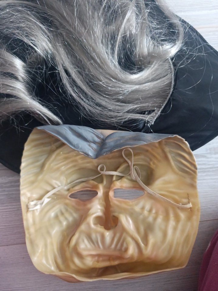 Yaşlı Cadı Maskesi Siyah Şapkalı - Görsel 3